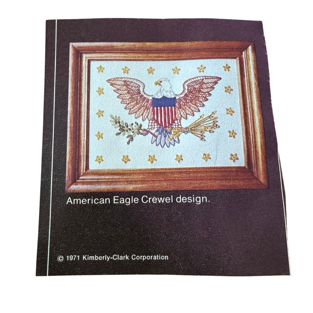 Vintage 1971 Paragon American Eagle Crewel Embroidery Kit No 02505 8x11 inches